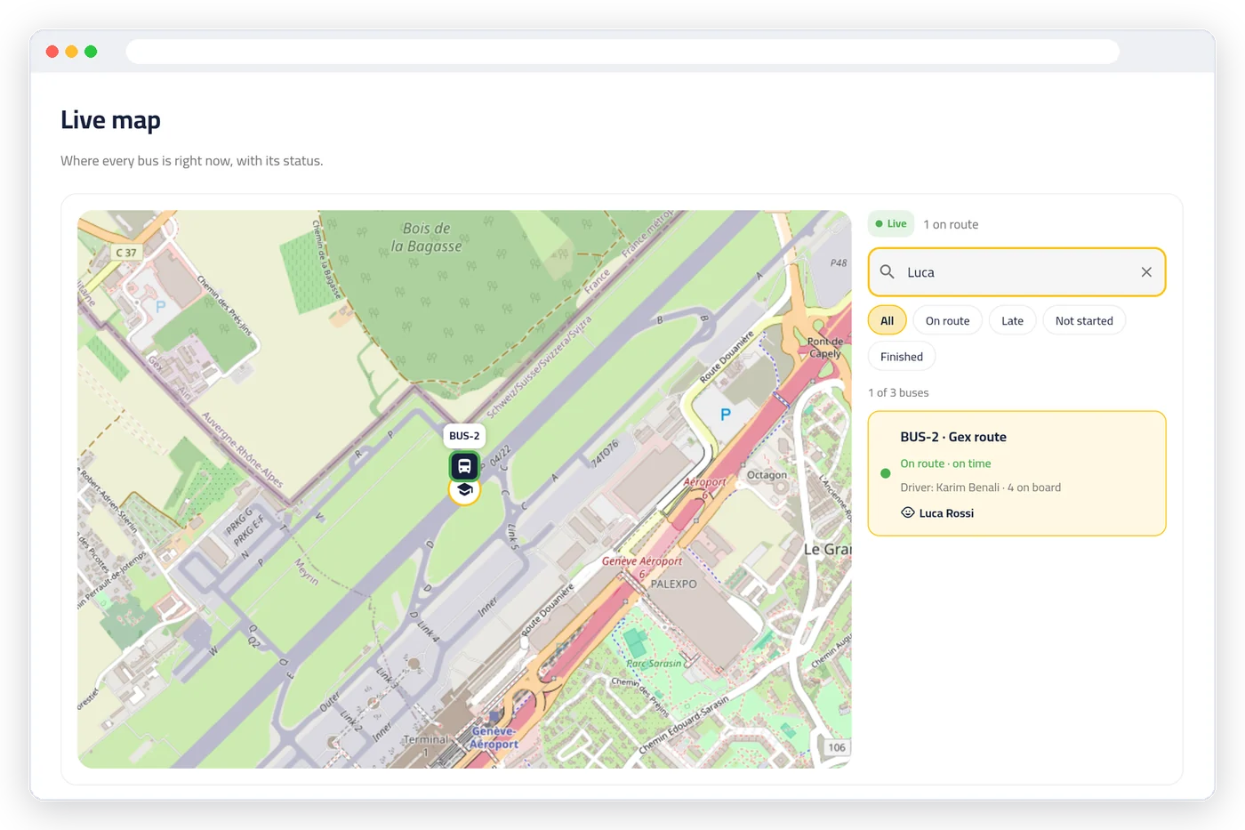 The school's live map of every bus